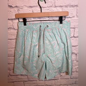 Vintage Summer Printed Men Swim Shorts Mint green and pink size large